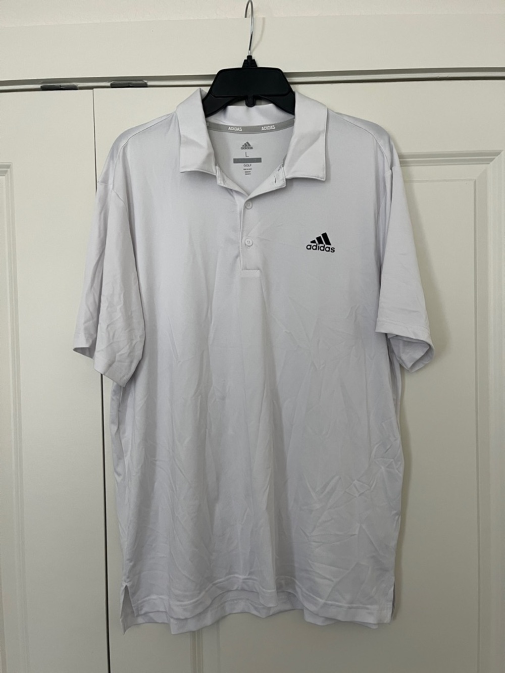 adidas White Short Sleeve Polo with Black Logo